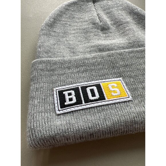 Beechfield BOS Embroidered Beanie Hat Unisex OS Boston Hockey Gray College Knit - Picture 3 of 6